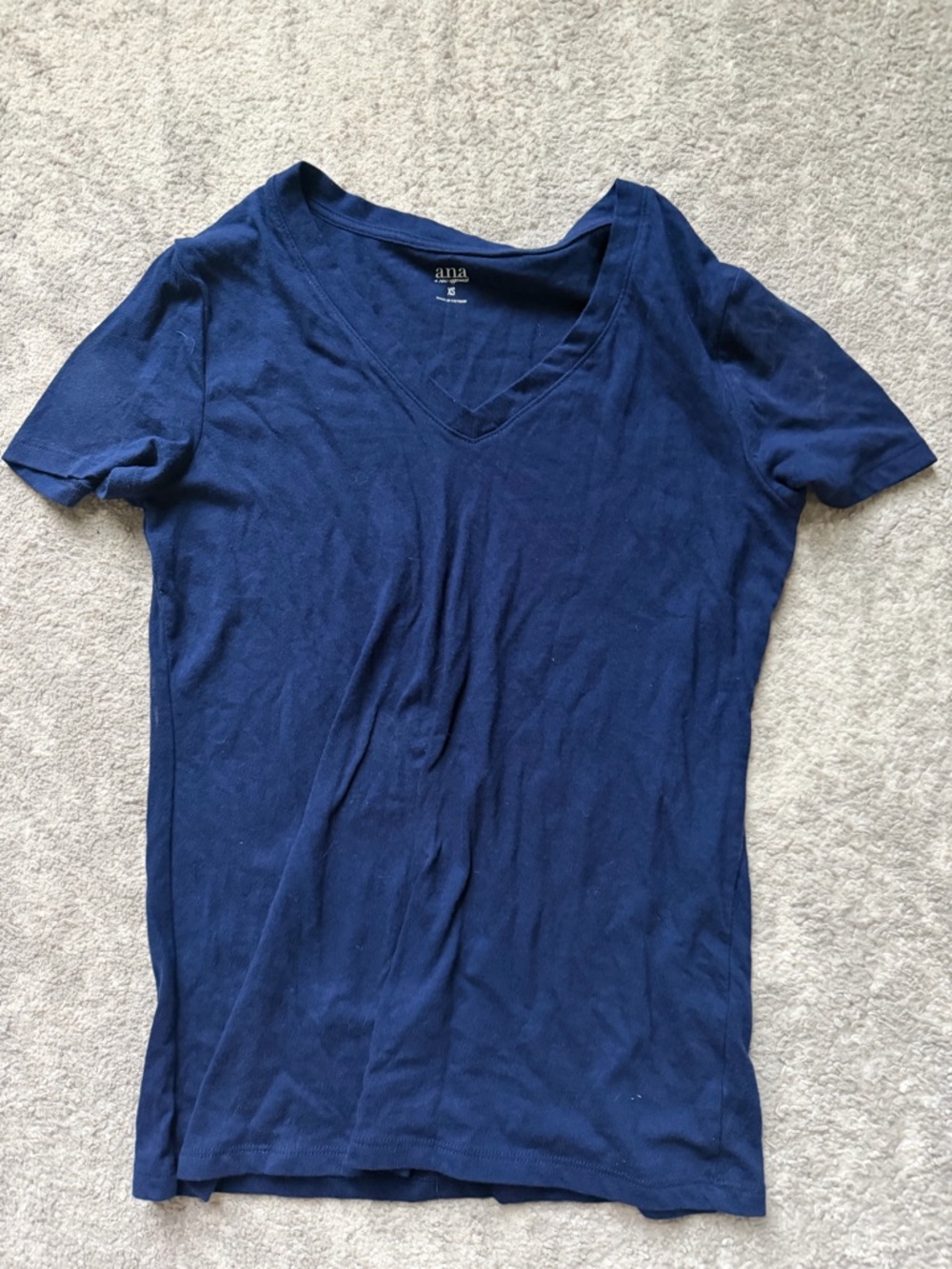 a.n.a Navy V-Neck Short Sleeve Tee